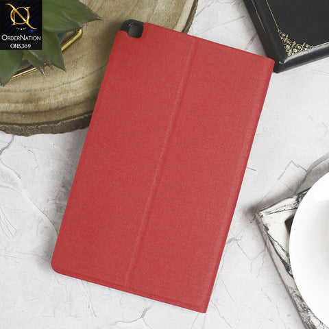 Samsung Galaxy Tab A 8.0  / T290 / T295 (2019) Cover - Red - Octo PU Leather Fabric Texture Bifold Stand Flip Book Soft Case