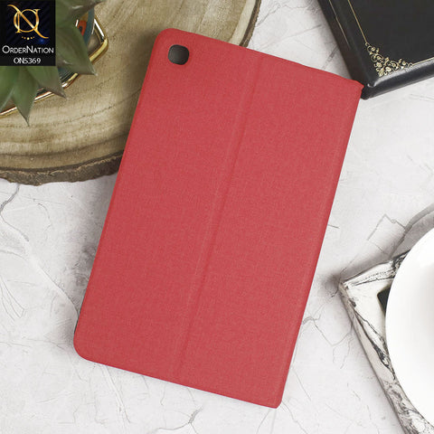 Samsung Galaxy Tab A 8.4 / T307 (2020) Cover - Red - Octo PU Leather Fabric Texture Bifold Stand Flip Book Soft Case