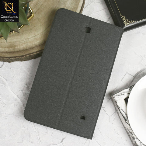 Samsung Galaxy Tab 4 8.0 / T330 (2014) Cover - Black - Octo PU Leather Fabric Texture Bifold Stand Flip Book Soft Case