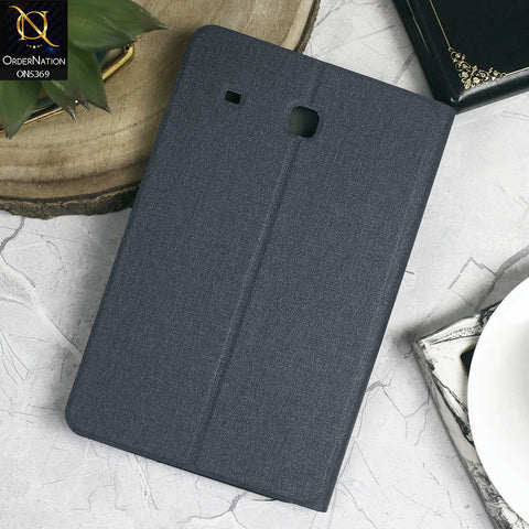 Samsung Galaxy Tab E 8.0 / T377 (2016) Cover - Blue - Octo PU Leather Fabric Texture Bifold Stand Flip Book Soft Case