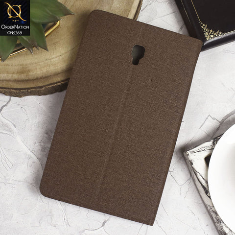 Samsung Galaxy Tab A 8.0  / T380 / T385 (2017) Cover - Brown - Octo PU Leather Fabric Texture Bifold Stand Flip Book Soft Case