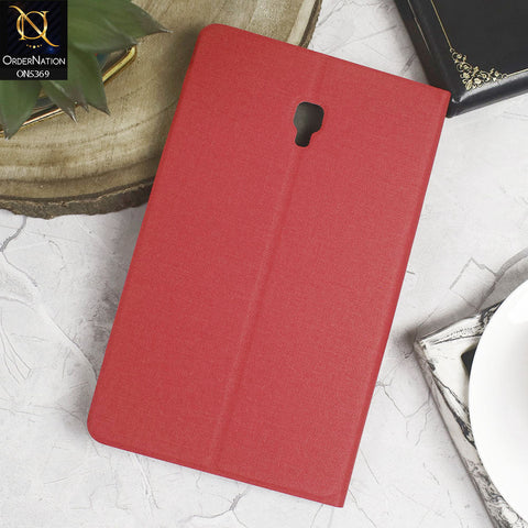 Samsung Galaxy Tab A 8.0  / T380 / T385 (2017) Cover - Red - Octo PU Leather Fabric Texture Bifold Stand Flip Book Soft Case