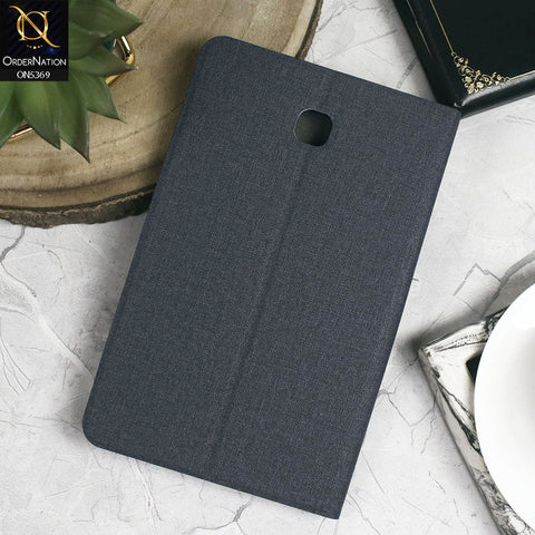 Samsung Galaxy Tab A 8.0  / T387 (2018) Cover - Blue - Octo PU Leather Fabric Texture Bifold Stand Flip Book Soft Case