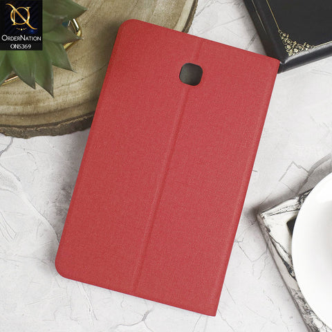 Samsung Galaxy Tab A 8.0  / T387 (2018) Cover - Red - Octo PU Leather Fabric Texture Bifold Stand Flip Book Soft Case