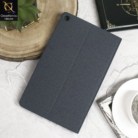 Samsung Galaxy Tab A 10.1 / T510 / T515 (2019) Cover - Blue - Octo PU Leather Fabric Texture Bifold Stand Flip Book Soft Case
