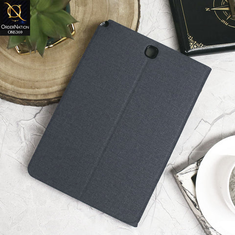 Samsung Galaxy Tab A 9.7 / T550 / T555 Cover - Blue - Octo PU Leather Fabric Texture Bifold Stand Flip Book Soft Case