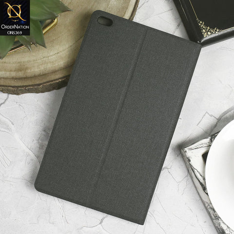 Lenovo Tab 4 8 / 8504 (2017) Cover - Black - Octo PU Leather Fabric Texture Bifold Stand Flip Book Soft Case