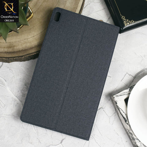 Lenovo Tab 4 8 Plus / TB8704 (2017) Cover - Black - Octo PU Leather Fabric Texture Bifold Stand Flip Book Soft Case