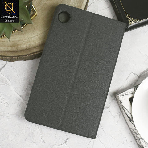 Samsung Galaxy Tab A9 Cover - Black - Octo PU Leather Fabric Texture Bifold Stand Flip Book Soft Case