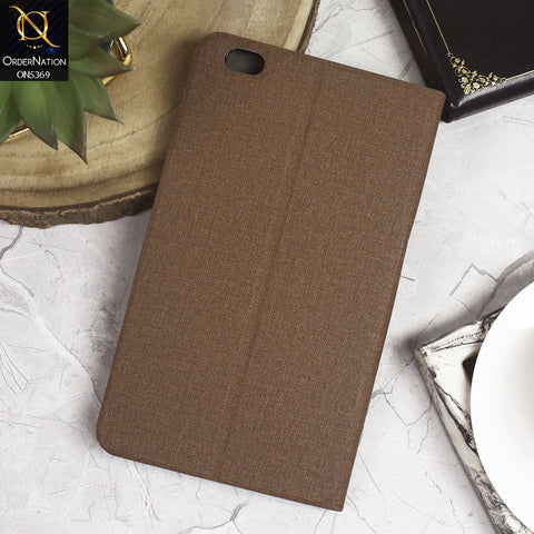 Honor WaterPlay 8.0 Cover - Brown - Octo PU Leather Fabric Texture Bifold Stand Flip Book Soft Case