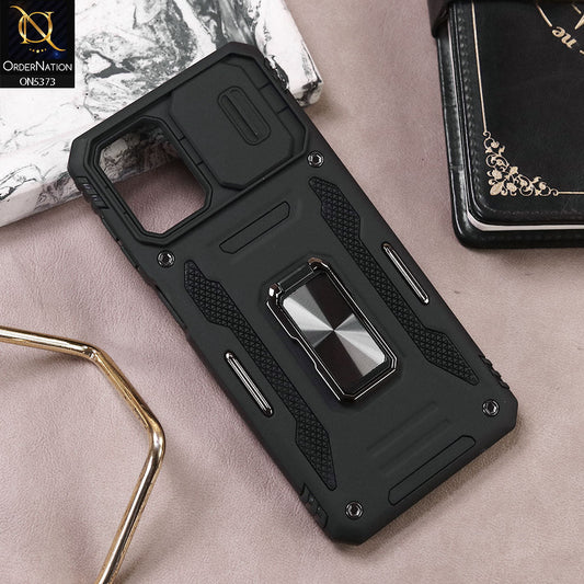 Samsung Galaxy A22 Cover - Black - New HQ Heavy  Duty Hybrid Protective Case With 360 Rotatable Kickstand Holder