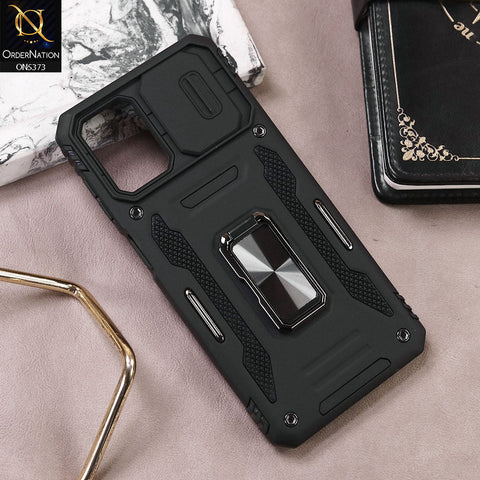 Samsung Galaxy A22 Cover - Black - New HQ Heavy  Duty Hybrid Protective Case With 360 Rotatable Kickstand Holder