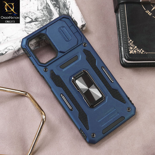 Samsung Galaxy A22 Cover - Blue - New HQ Heavy Duty Hybrid Protective Case With 360 Rotatable Kickstand Holder