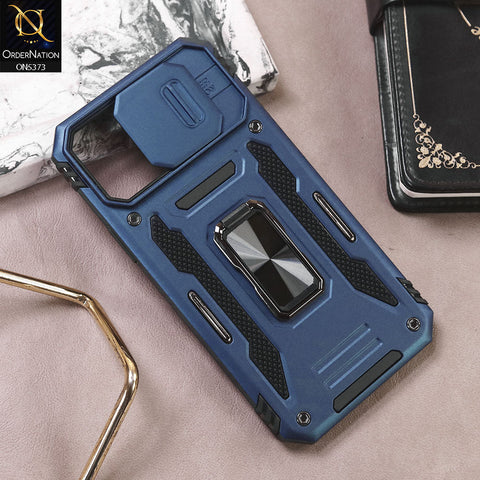 iPhone 14 Pro Max Cover - Blue - New HQ Heavy Duty Hybrid Protective Case With 360 Rotatable Kickstand Holder