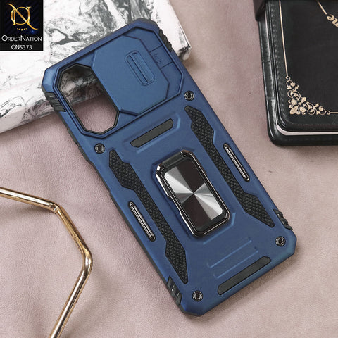 Oppo A17 Cover - Blue - New HQ Heavy Duty Hybrid Protective Case With 360 Rotatable Kickstand Holder