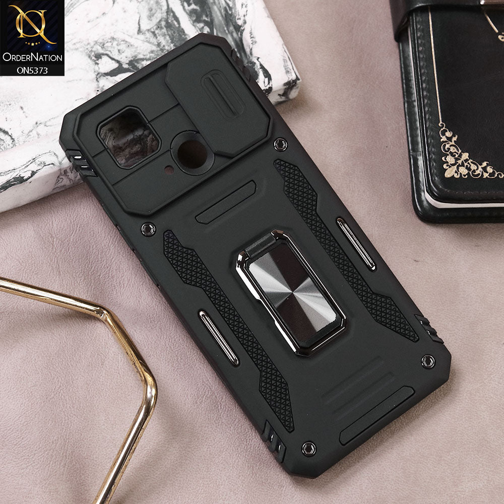 Xiaomi Redmi 10C Cover - Black - New HQ Heavy Duty Hybrid Protective Case With 360 Rotatable Kickstand Holder