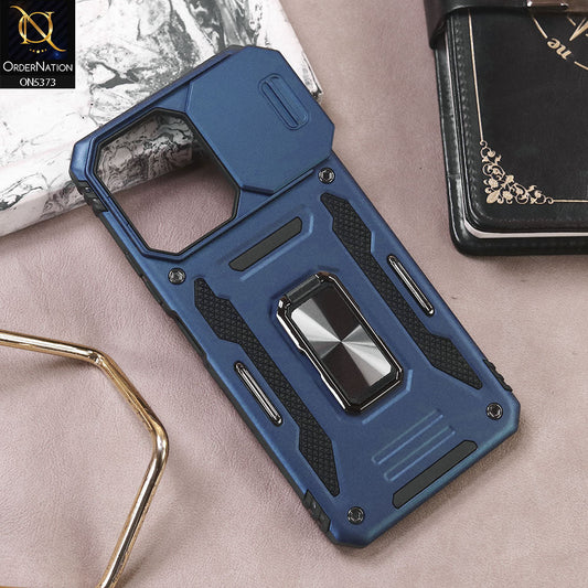 Xiaomi Poco C65 Cover - Blue - New HQ Heavy Duty Hybrid Protective Case With 360 Rotatable Kickstand Holder