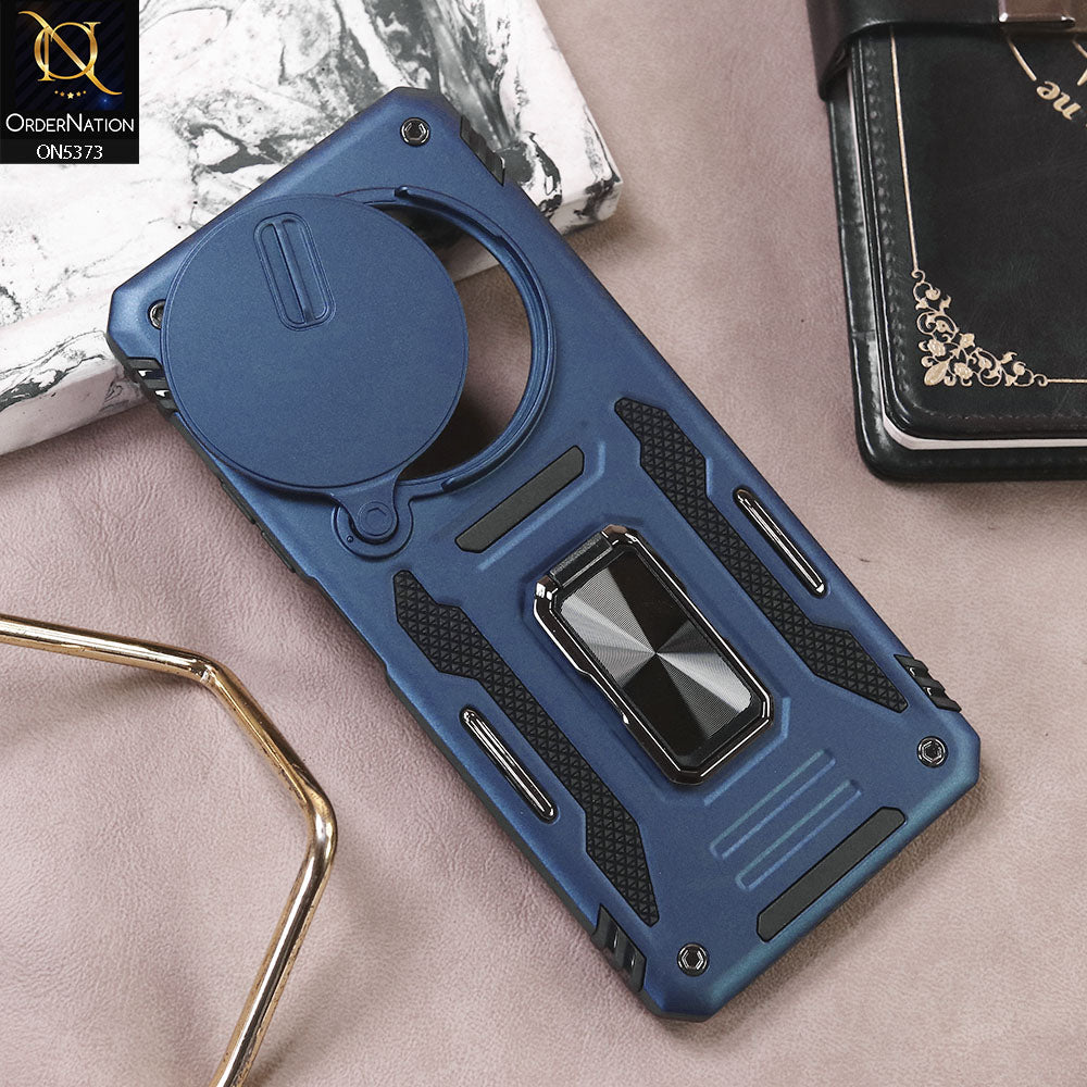Xiaomi Poco C75 Cover - Blue - New HQ Heavy Duty Hybrid Protective Case With 360 Rotatable Kickstand Holder