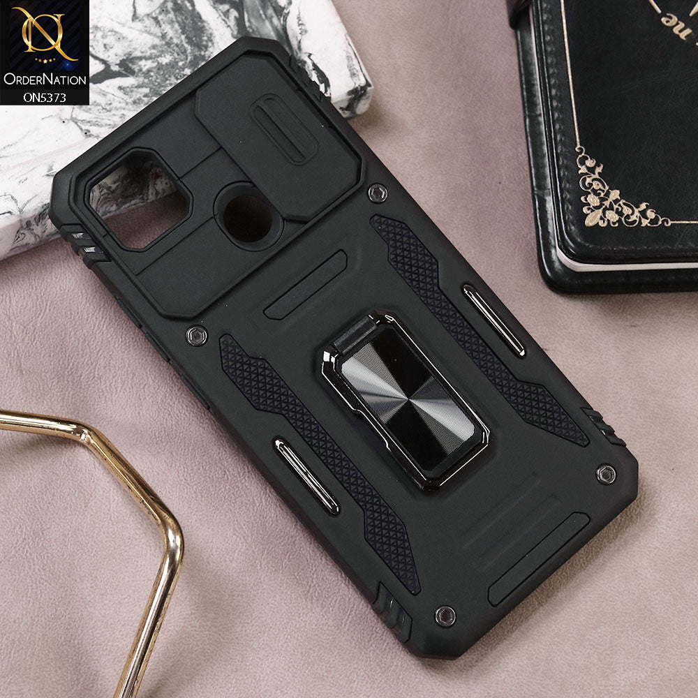 Xiaomi Redmi 9C Cover - Black - New HQ Heavy Duty Hybrid Protective Case With 360 Rotatable Kickstand Holder