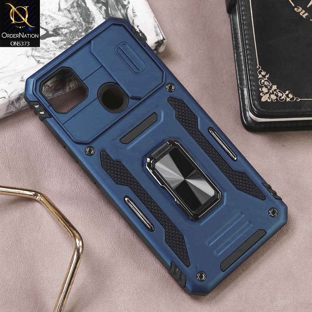 Xiaomi Redmi 10A Cover - Blue - New HQ Heavy  Duty Hybrid Protective Case With 360 Rotatable Kickstand Holder