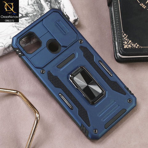 Xiaomi Redmi 10A Cover - Blue - New HQ Heavy  Duty Hybrid Protective Case With 360 Rotatable Kickstand Holder