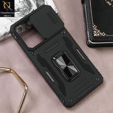 Xiaomi Redmi Note 13 Cover - Black - New HQ Heavy Duty Hybrid Protective Case With 360 Rotatable Kickstand Holder