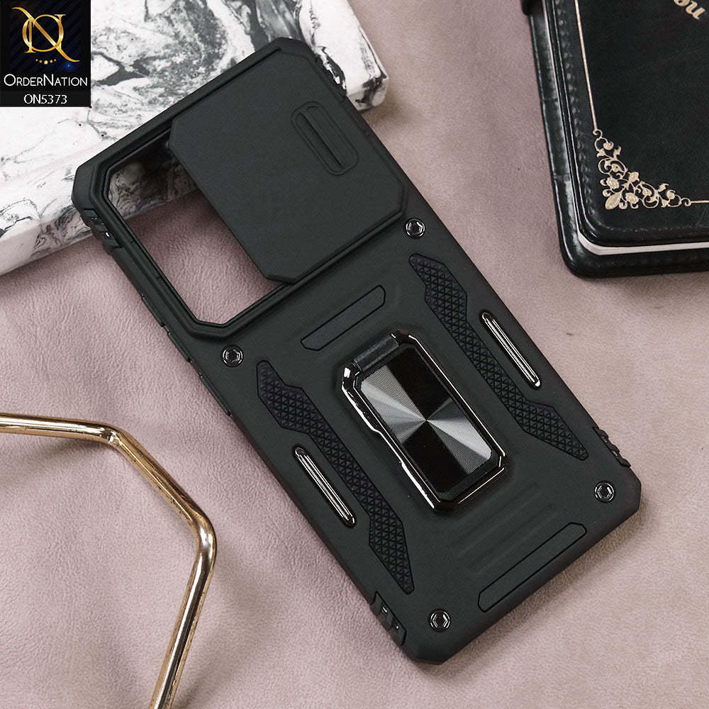 Xiaomi Redmi Note 13 Pro 4G Cover - Black - New HQ Heavy Duty Hybrid Protective Case With 360 Rotatable Kickstand Holder