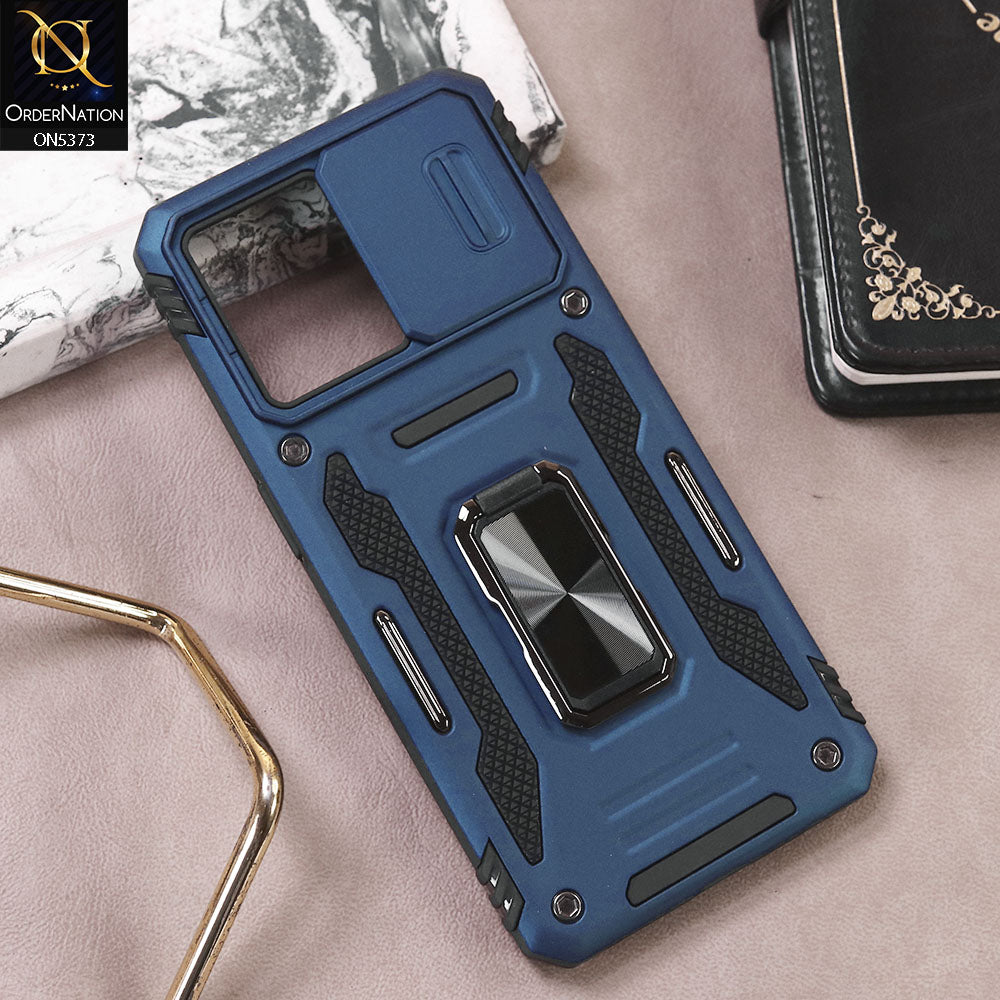 Oppo F21 Pro 4G Cover - Blue - New HQ Heavy Duty Hybrid Protective Case With 360 Rotatable Kickstand Holder
