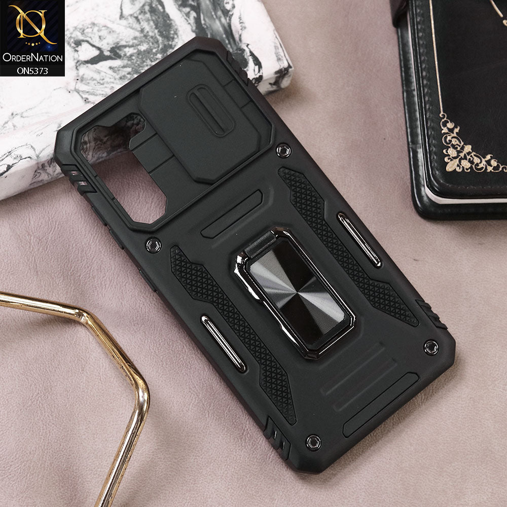 Samsung Galaxy S22 5G Cover - Black - New HQ Heavy Duty Hybrid Protective Case With 360 Rotatable Kickstand Holder