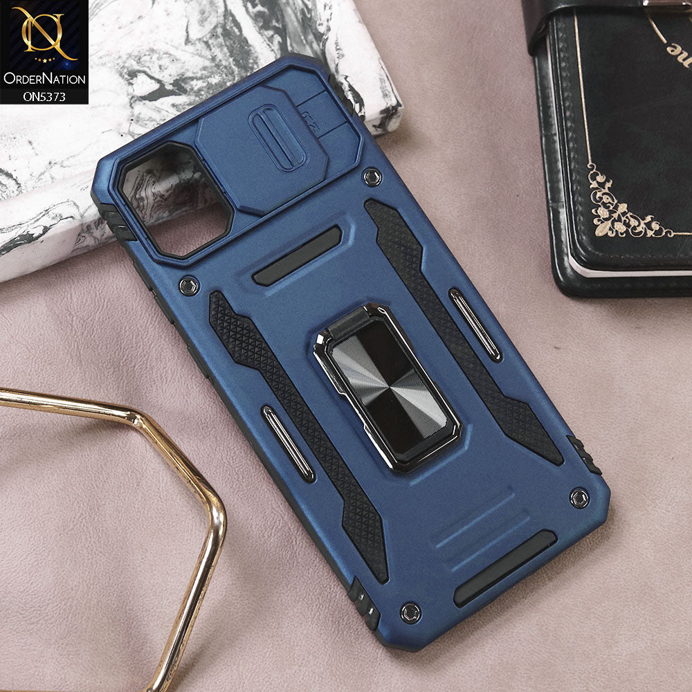 Samsung Galaxy A05 Cover - Blue - New HQ Heavy Duty Hybrid Protective Case With 360 Rotatable Kickstand Holder