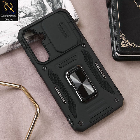 Samsung Galaxy A14 Cover - Black - New HQ Heavy Duty Hybrid Protective Case With 360 Rotatable Kickstand Holder
