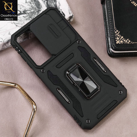 Samsung Galaxy A35 Cover - Black - New HQ Heavy Duty Hybrid Protective Case With 360 Rotatable Kickstand Holder