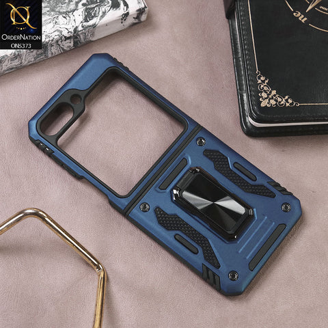 Samsung Galaxy Z Flip 5 5G Cover - Blue - New HQ Heavy Duty Hybrid Protective Case With 360 Rotatable Kickstand Holder