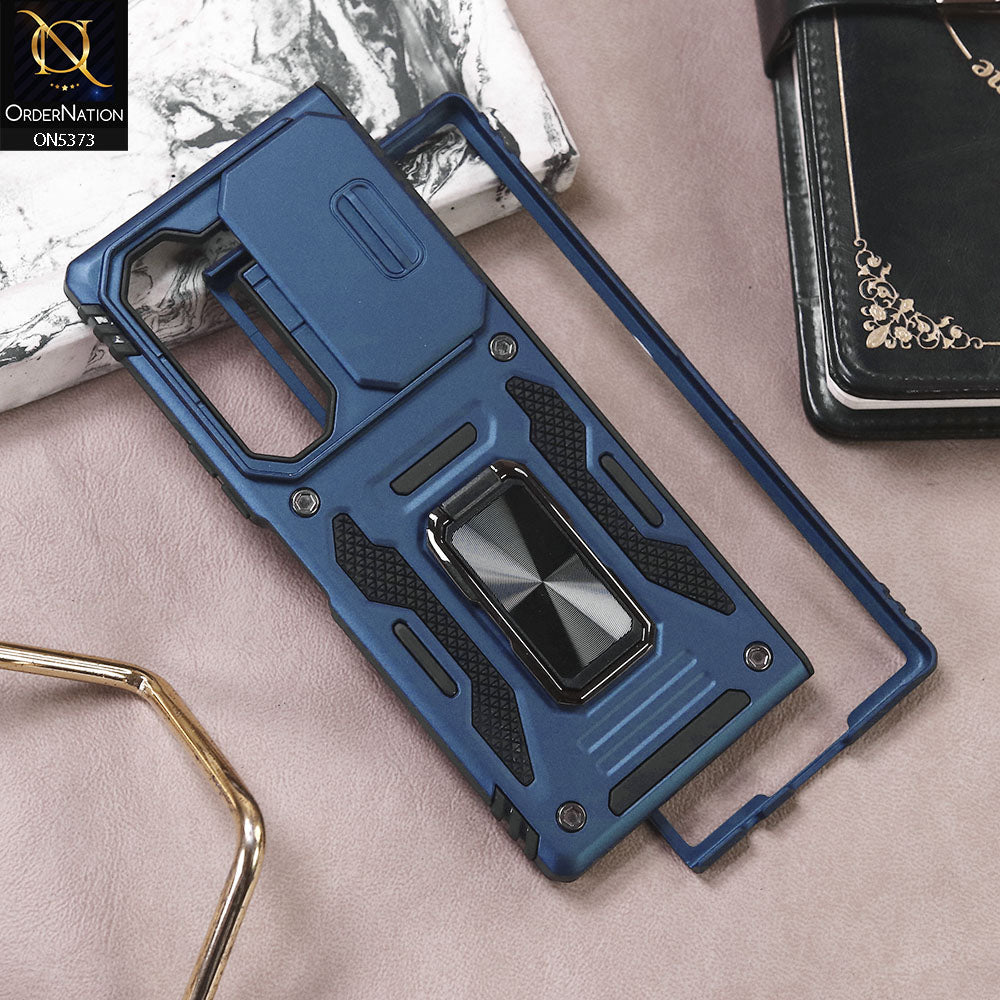 Samsung Galaxy Z Fold 5 5G Cover - Blue - New HQ Heavy Duty Hybrid Protective Case With 360 Rotatable Kickstand Holder