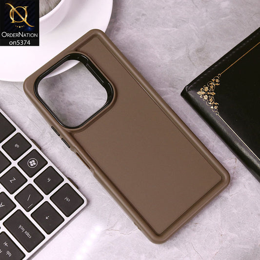 Tecno Camon 20 Pro  Cover - Brown - Four Sided Airbag Bumper Shockproof Soft Case