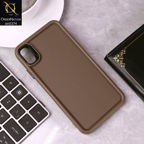 iPhone XS / X Cover - Brown - Four Sided Airbag Bumper Shockproof Soft Case