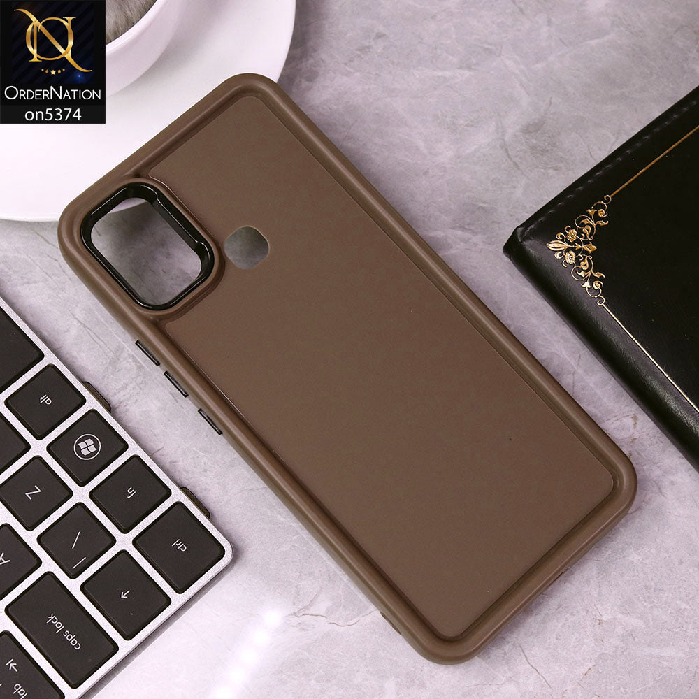 Oppo A15 Cover - Brown - Four Sided Airbag Bumper Shockproof Soft Case