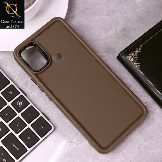 Oppo A15 Cover - Brown - Four Sided Airbag Bumper Shockproof Soft Case