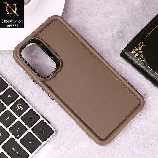 Samsung Galaxy A14 Cover - Brown - Four Sided Airbag Bumper Shockproof Soft Case