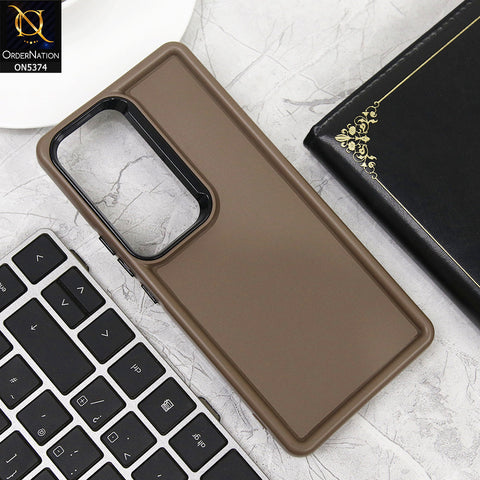 Vivo V30 Cover - Coffee Brown - Four Sided Airbag Bumper Shockproof Soft Case