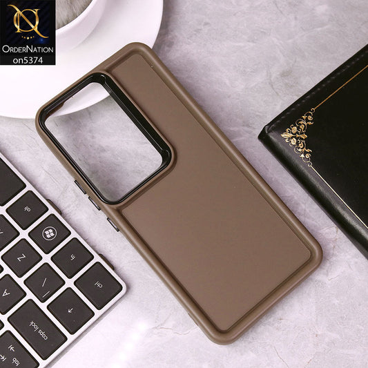 Vivo Y100 4G Cover - Brown - Four Sided Airbag Bumper Shockproof Soft Case