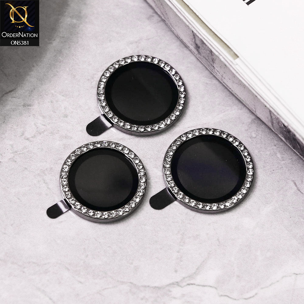 Infinix Hot 40 Camera Protector - Black - Rhinestones Diamond Inlaid Camera Lens Rings Protector