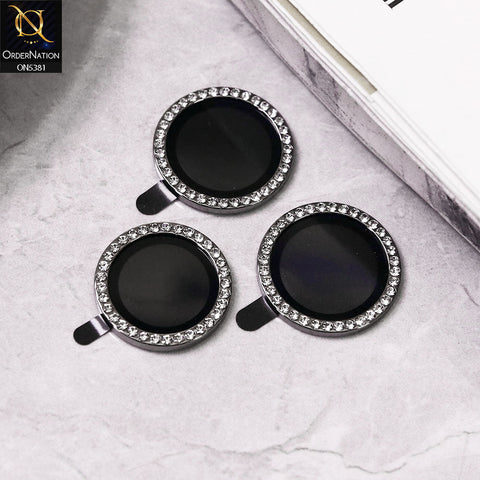 Infinix Hot 40 Camera Protector - Black - Rhinestones Diamond Inlaid Camera Lens Rings Protector