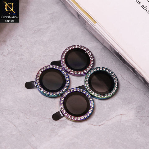 Xiaomi Redmi Note 14 Pro 4G Camera Protector - Rainbow - Rhinestones Diamond Inlaid Camera Lens Rings Protector