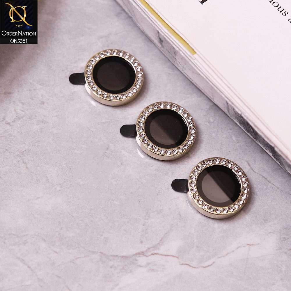Samsung Galaxy S24 Camera Protector - Golden - Rhinestones Diamond Inlaid Camera Lens Rings Protector