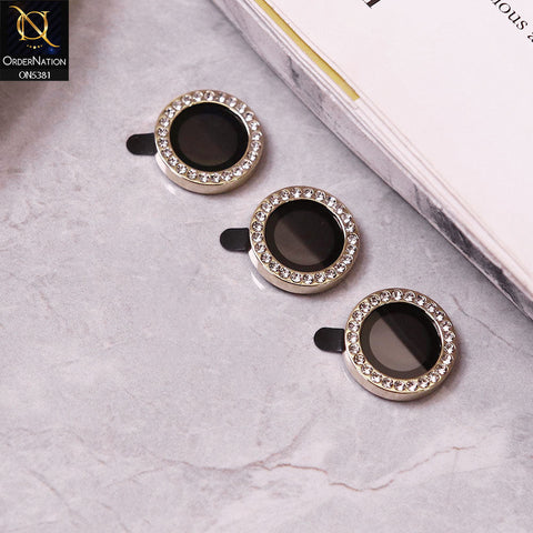 Samsung Galaxy S24 Camera Protector - Golden - Rhinestones Diamond Inlaid Camera Lens Rings Protector