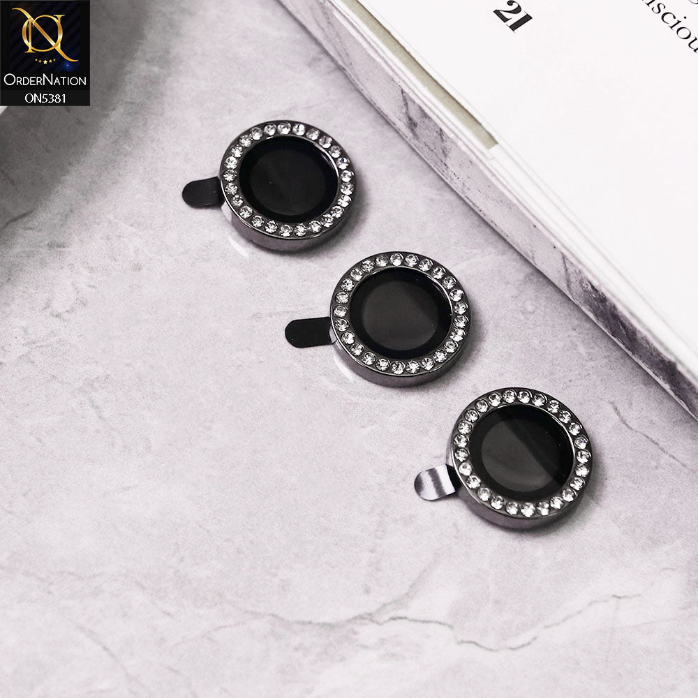 Samsung Galaxy A15 4G Camera Protector - Black - Rhinestones Diamond Inlaid Camera Lens Rings Protector