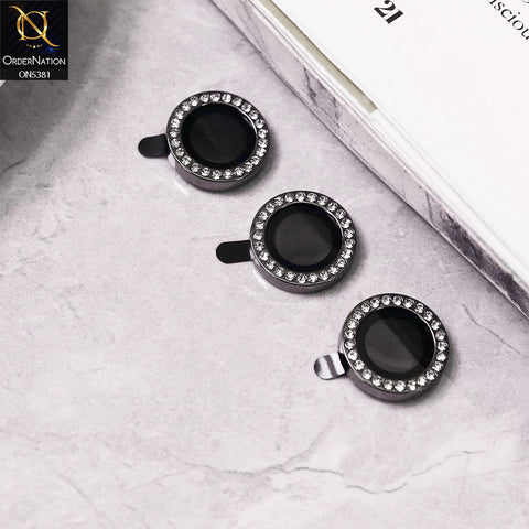 Samsung Galaxy A15 4G Camera Protector - Black - Rhinestones Diamond Inlaid Camera Lens Rings Protector
