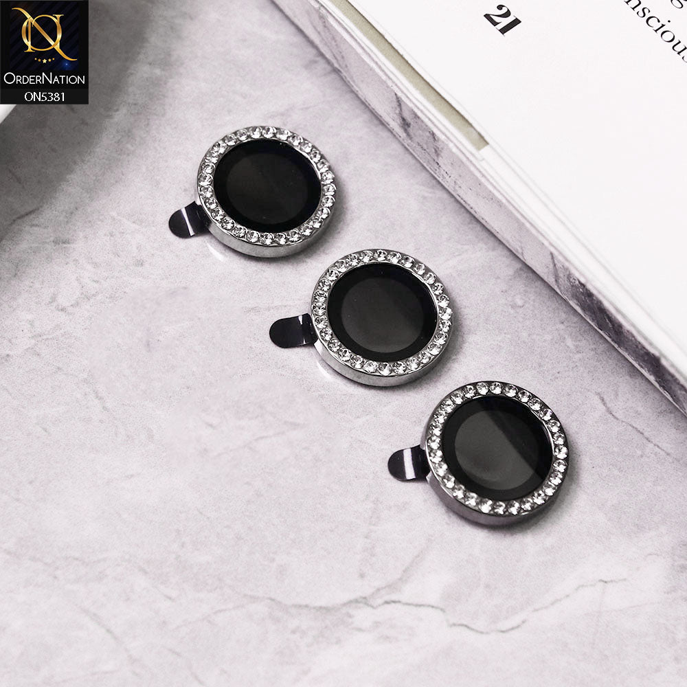 Samsung Galaxy A55 Camera Protector - Silver - Rhinestones Diamond Inlaid Camera Lens Rings Protector