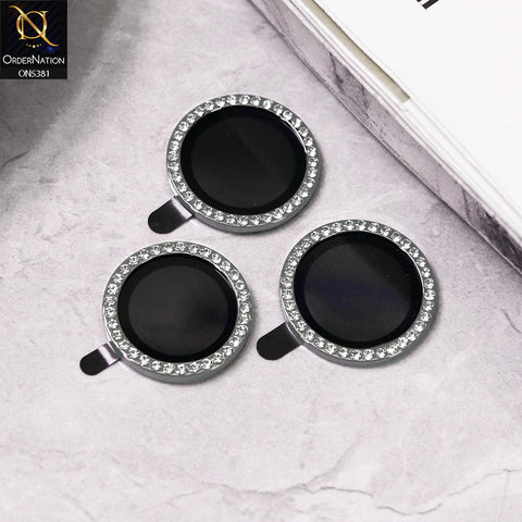 Infinix Hot 40i Camera Protector - Silver - Rhinestones Diamond Inlaid Camera Lens Rings Protector